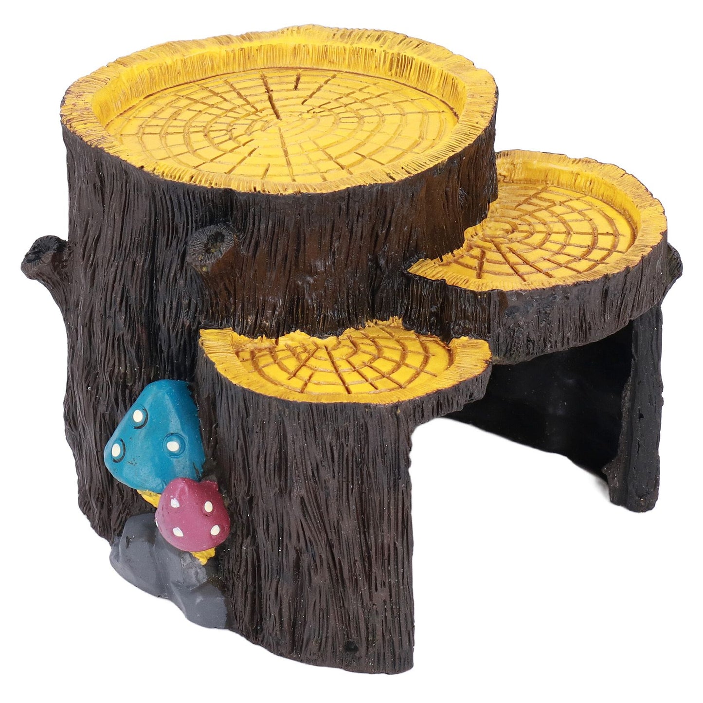 Resin Mini Stump Shape Hiding Hole Wooden Cave Artificial Aquarium Plants Ornaments for Shelter