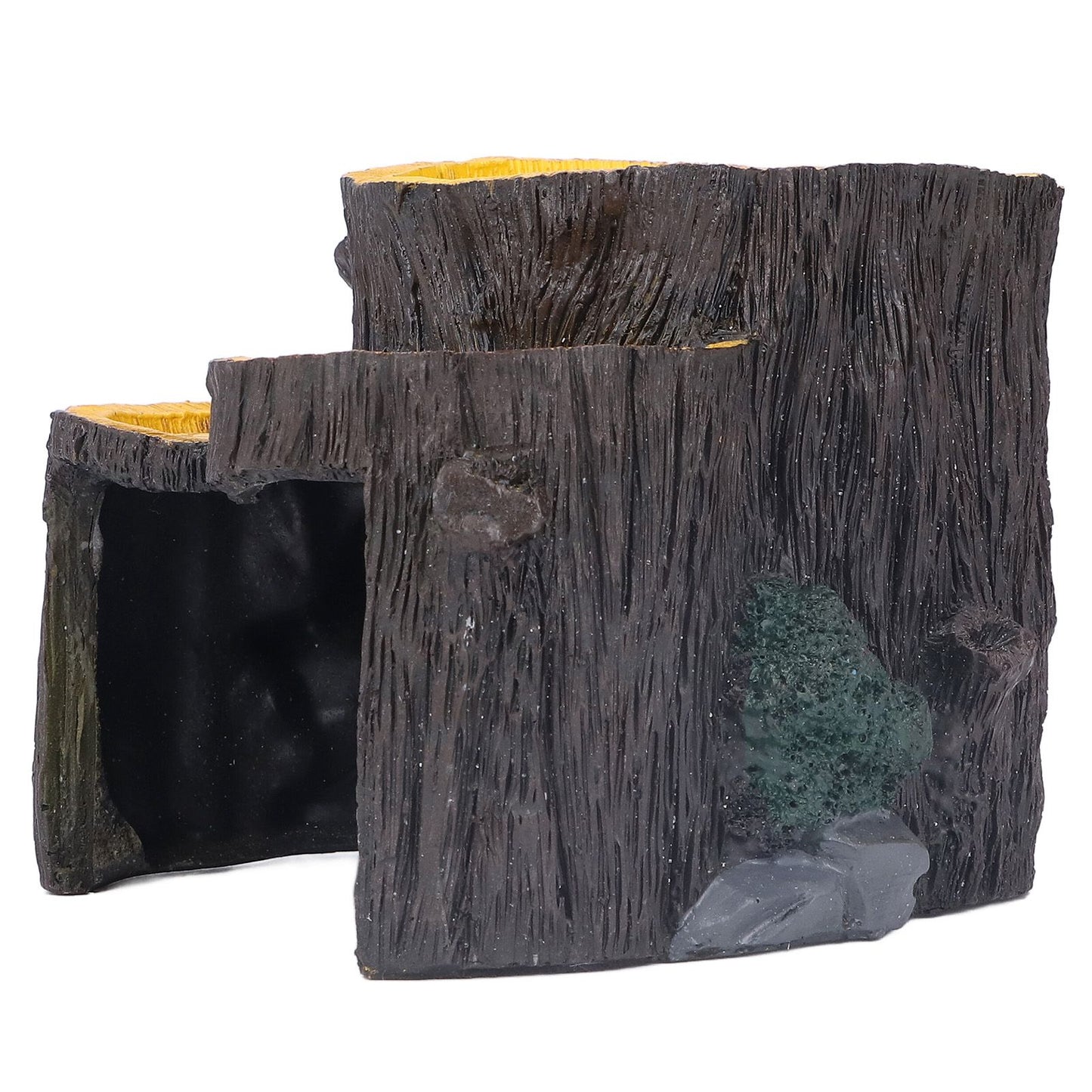 Resin Mini Stump Shape Hiding Hole Wooden Cave Artificial Aquarium Plants Ornaments for Shelter