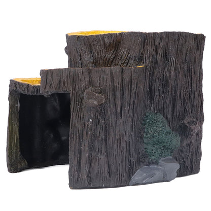 Resin Mini Stump Shape Hiding Hole Wooden Cave Artificial Aquarium Plants Ornaments for Shelter