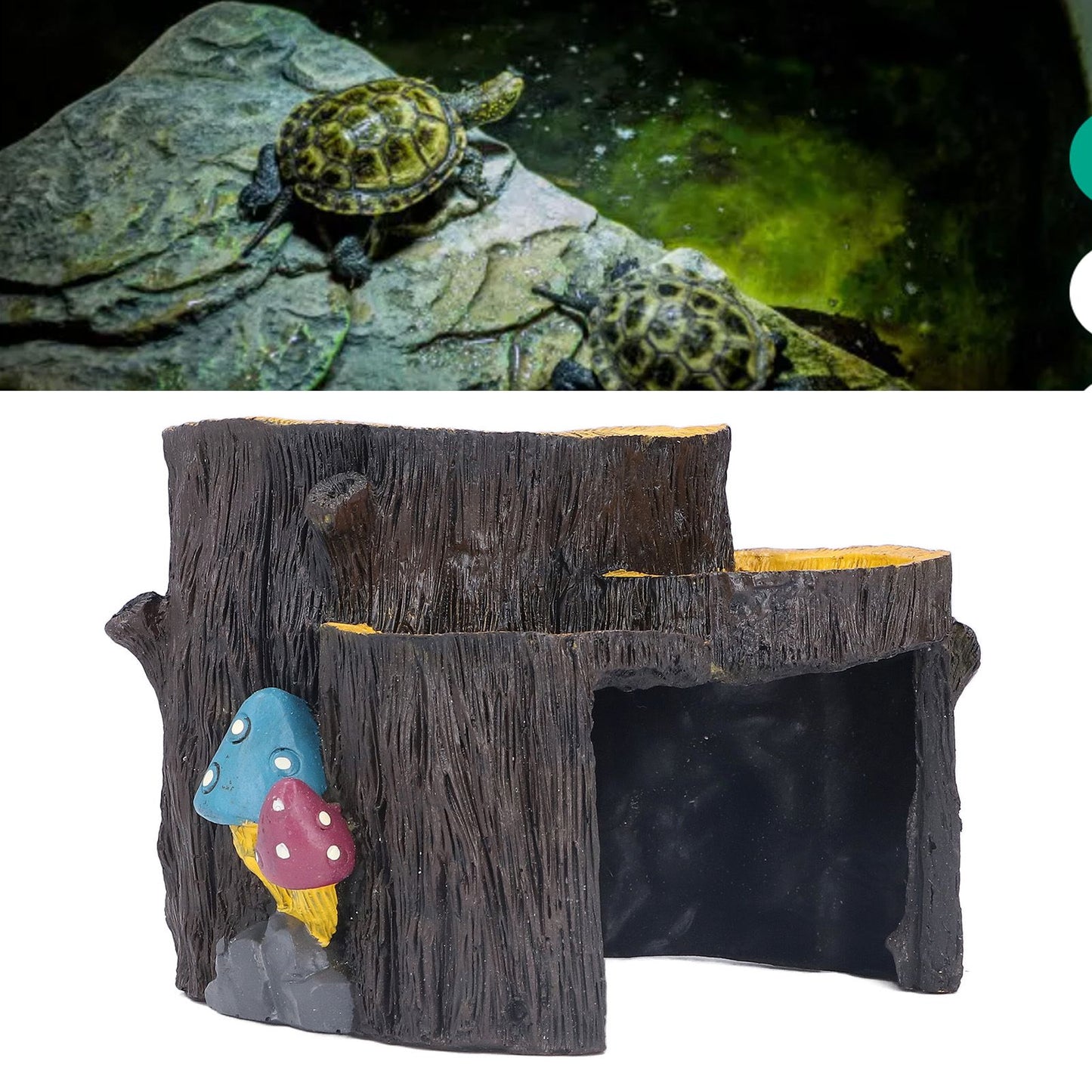 Resin Mini Stump Shape Hiding Hole Wooden Cave Artificial Aquarium Plants Ornaments for Shelter