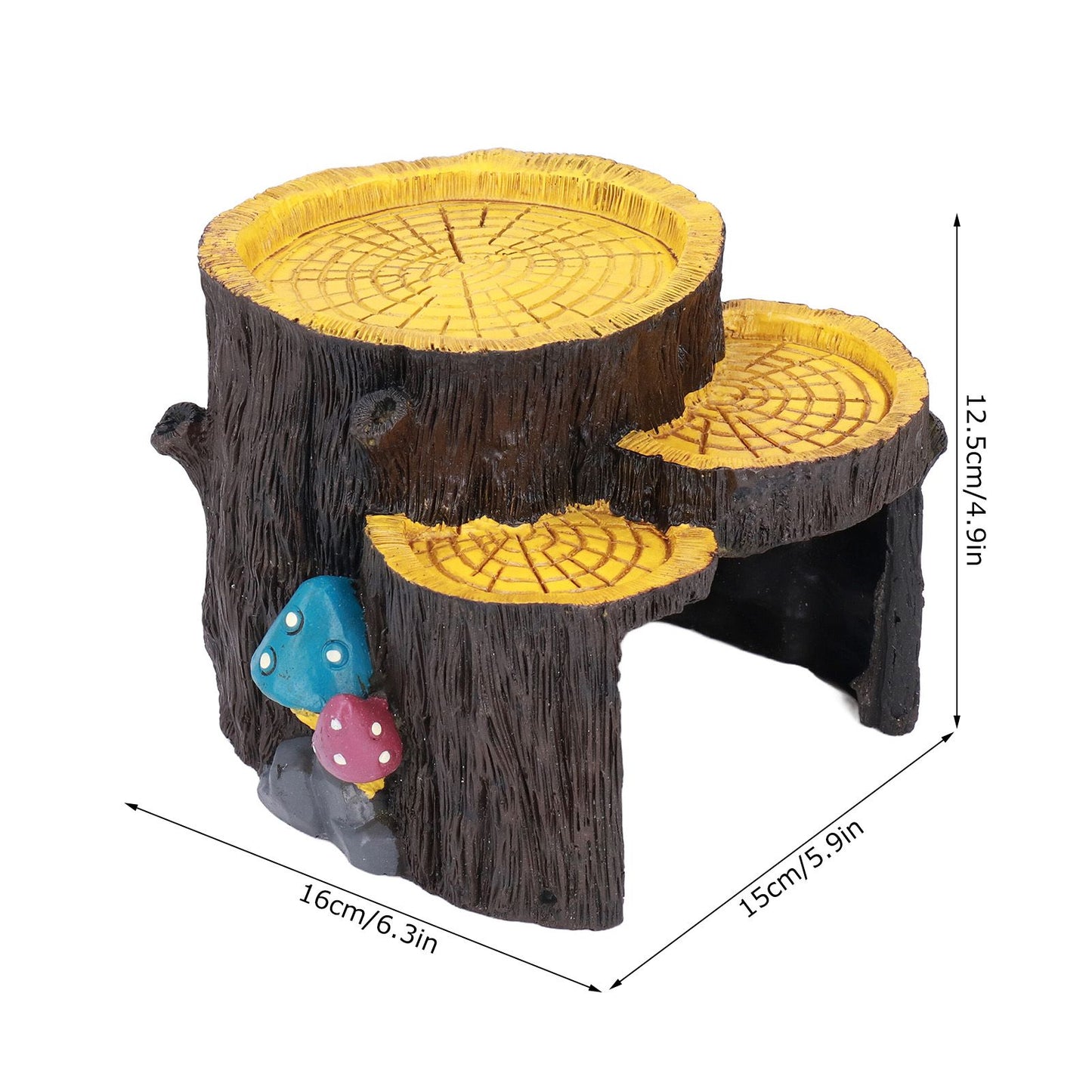 Resin Mini Stump Shape Hiding Hole Wooden Cave Artificial Aquarium Plants Ornaments for Shelter