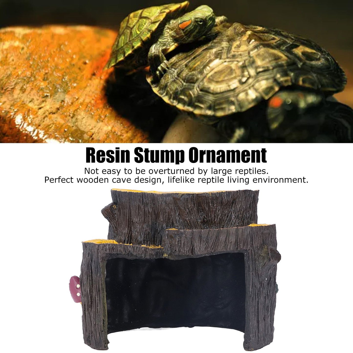 Resin Mini Stump Shape Hiding Hole Wooden Cave Artificial Aquarium Plants Ornaments for Shelter