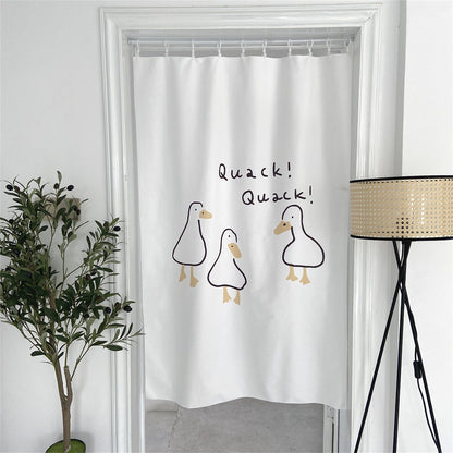 Door Curtain Cute Decorative Cartoon Doorway Divider Cloth for Bedroom Closet Dormitory Kitchen Little White Duck