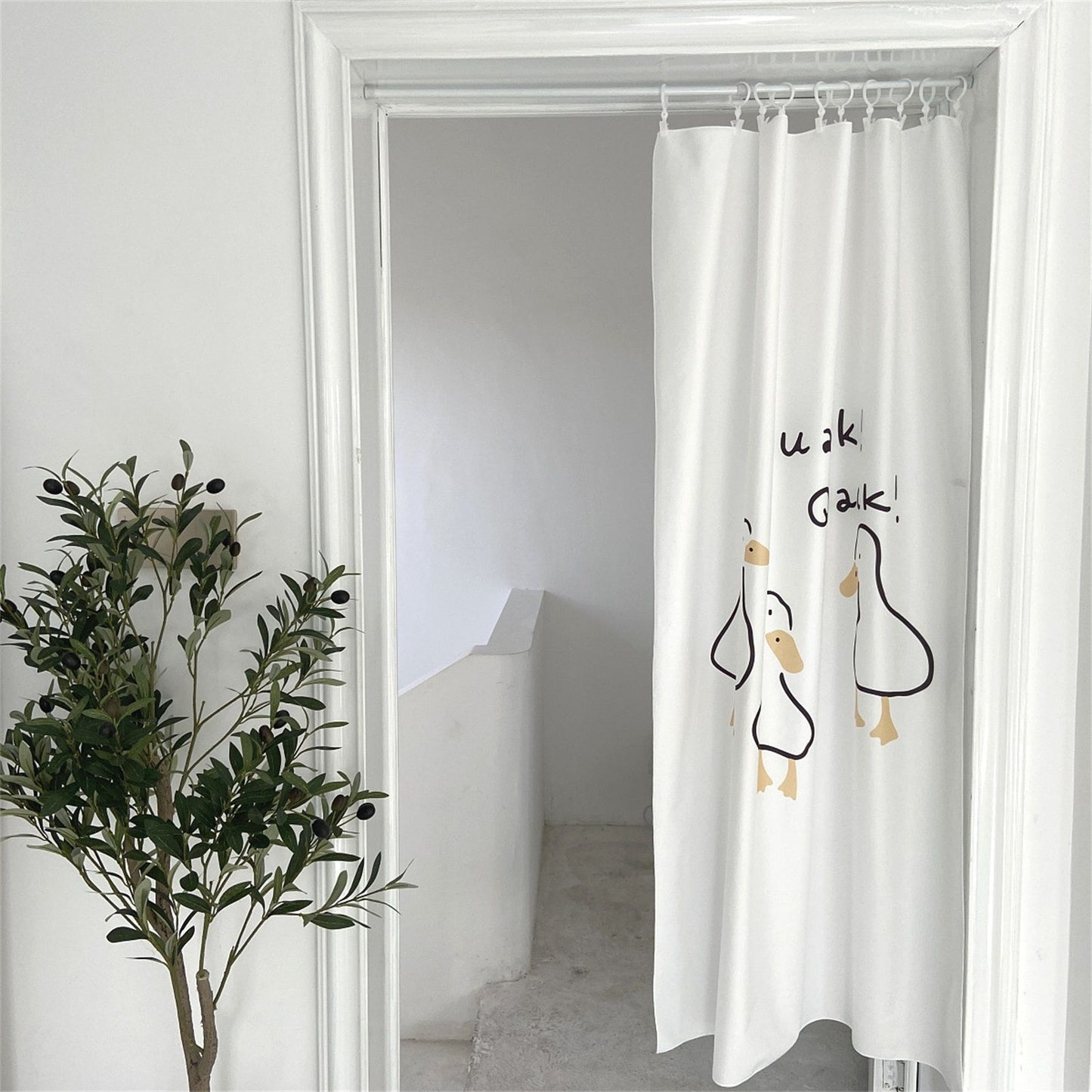 Door Curtain Cute Decorative Cartoon Doorway Divider Cloth for Bedroom Closet Dormitory Kitchen Little White Duck