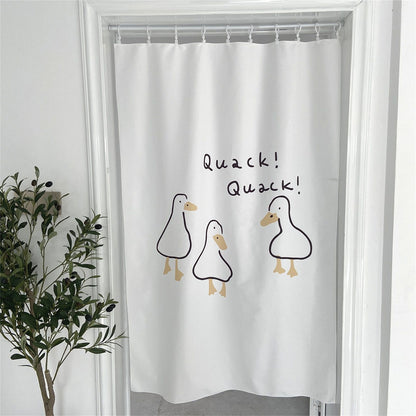 Door Curtain Cute Decorative Cartoon Doorway Divider Cloth for Bedroom Closet Dormitory Kitchen Little White Duck