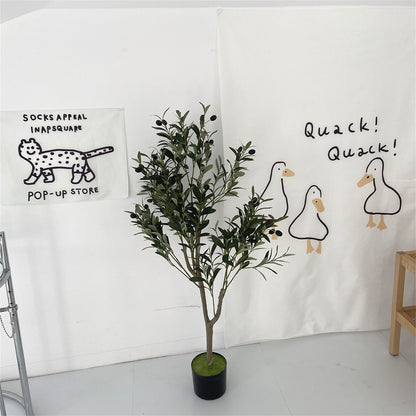 Door Curtain Cute Decorative Cartoon Doorway Divider Cloth for Bedroom Closet Dormitory Kitchen Little White Duck