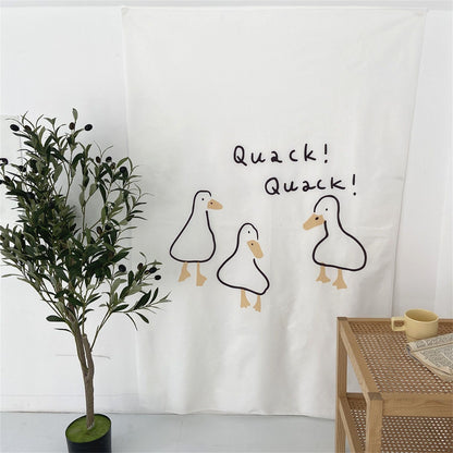 Door Curtain Cute Decorative Cartoon Doorway Divider Cloth for Bedroom Closet Dormitory Kitchen Little White Duck