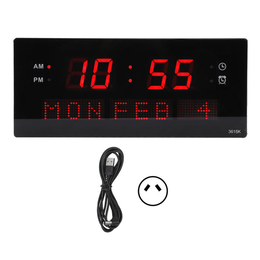 LED Wall Clock Decorative Black Frame Elegant Style Hanging Holes Digital Display Electric Desk Clock 100 to 240V AU Plug