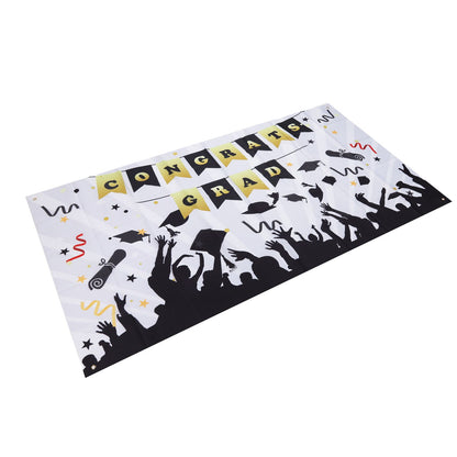 Graduation Banner Approx 71x38in Durable Polyester Fabric Fadeless Color 4 Eyelets Congrats Grad Banner for Graduation 005