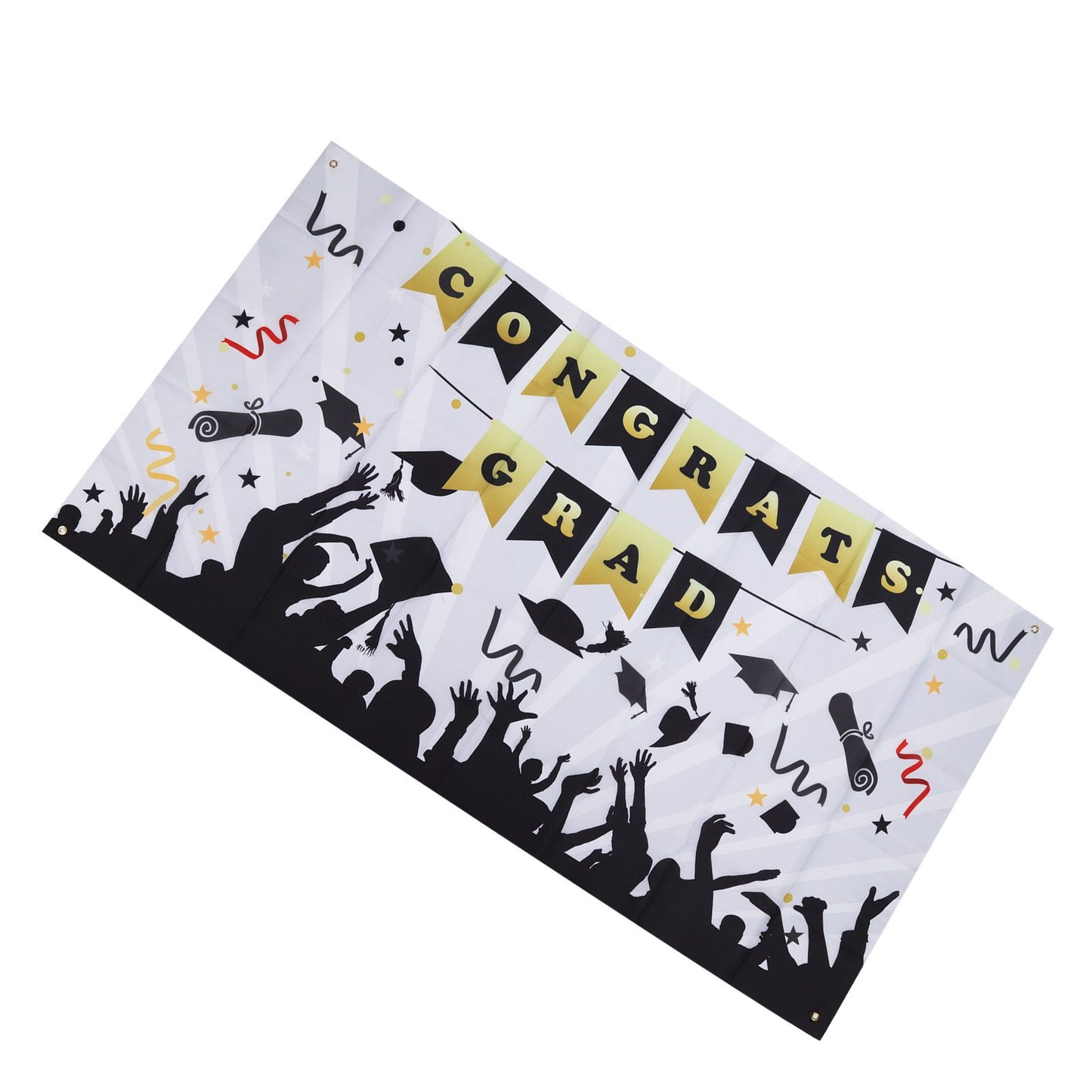 Graduation Banner Approx 71x38in Durable Polyester Fabric Fadeless Color 4 Eyelets Congrats Grad Banner for Graduation 005