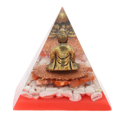 Crystal Pyramid Buddha Epoxy Energy Stone Handicraft for Household Decoration Office Desktop