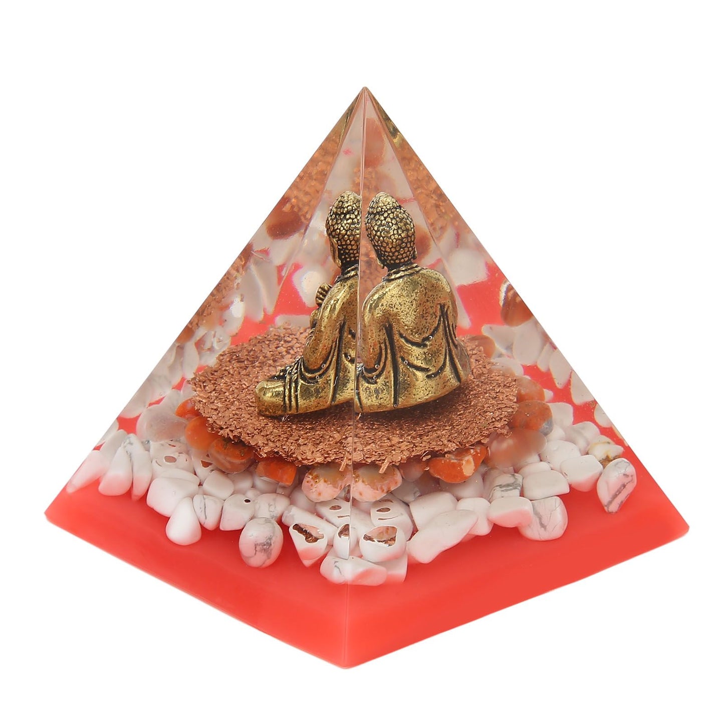 Crystal Pyramid Buddha Epoxy Energy Stone Handicraft for Household Decoration Office Desktop