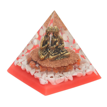 Crystal Pyramid Buddha Epoxy Energy Stone Handicraft for Household Decoration Office Desktop