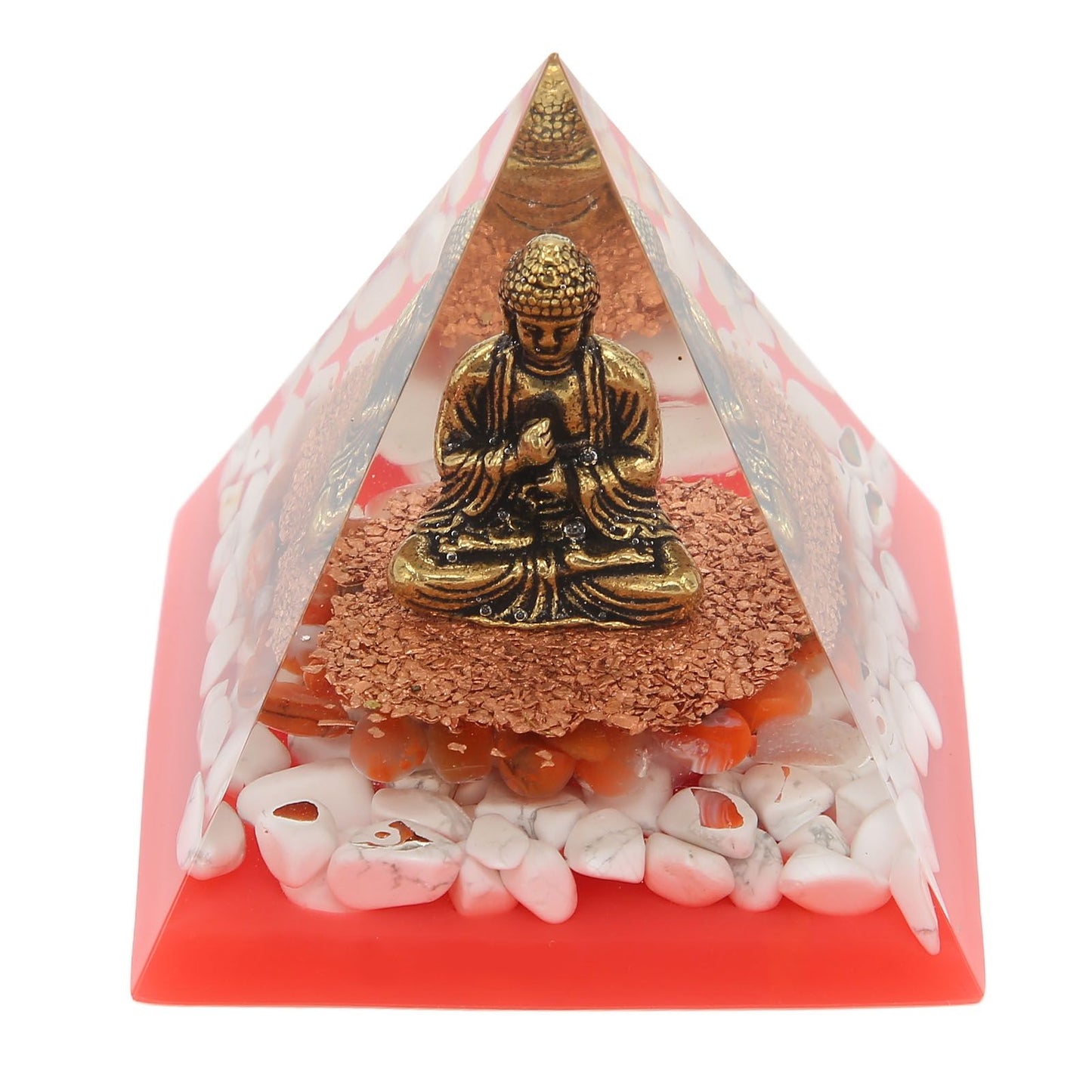 Crystal Pyramid Buddha Epoxy Energy Stone Handicraft for Household Decoration Office Desktop