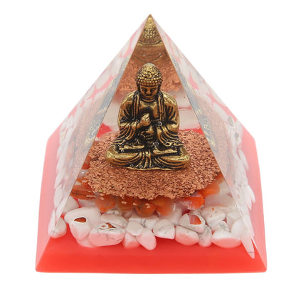 Crystal Pyramid Buddha Epoxy Energy Stone Handicraft for Household Decoration Office Desktop