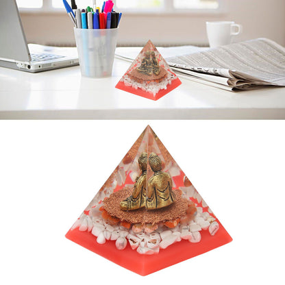 Crystal Pyramid Buddha Epoxy Energy Stone Handicraft for Household Decoration Office Desktop