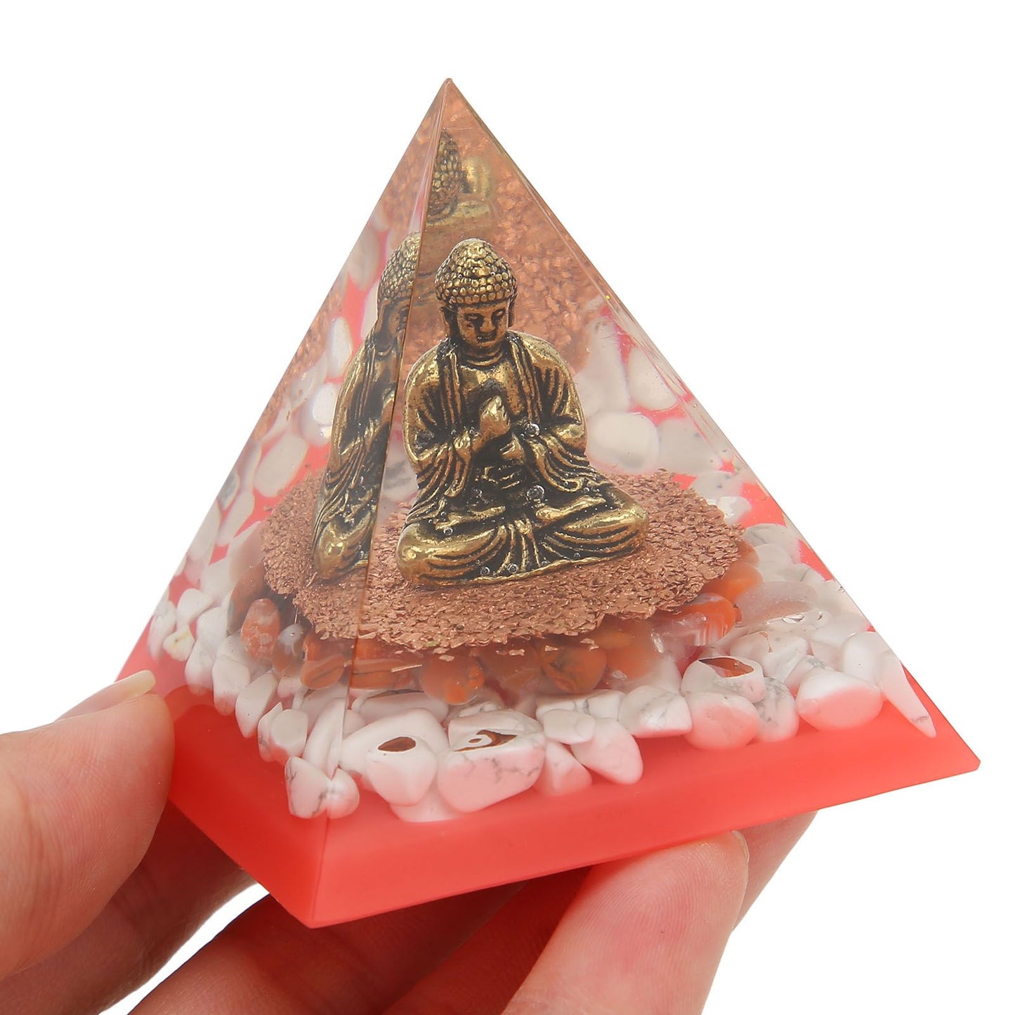 Crystal Pyramid Buddha Epoxy Energy Stone Handicraft for Household Decoration Office Desktop
