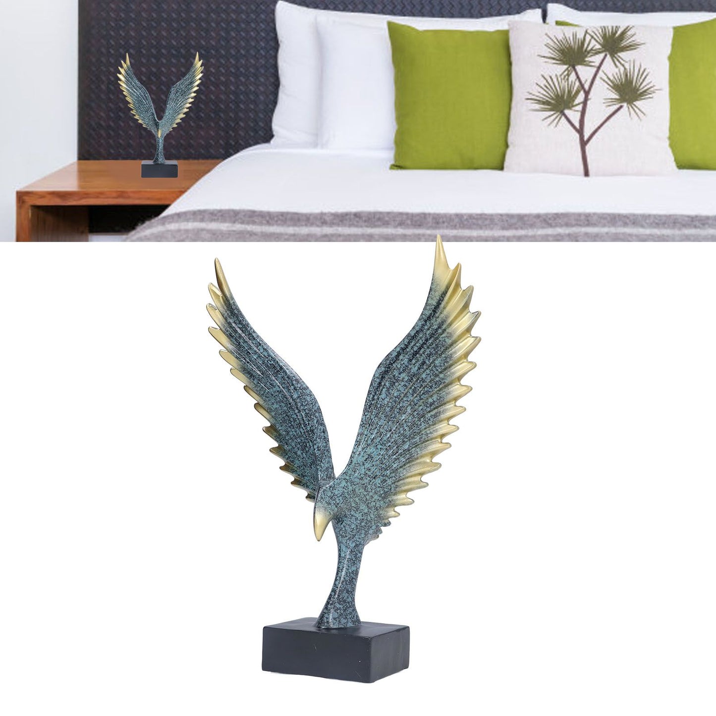 Nordic Wing Statue Resin Sculpture Statue Ornaments Modern Living Room Decoration Desktop Abstract Crafts Champagne Blue