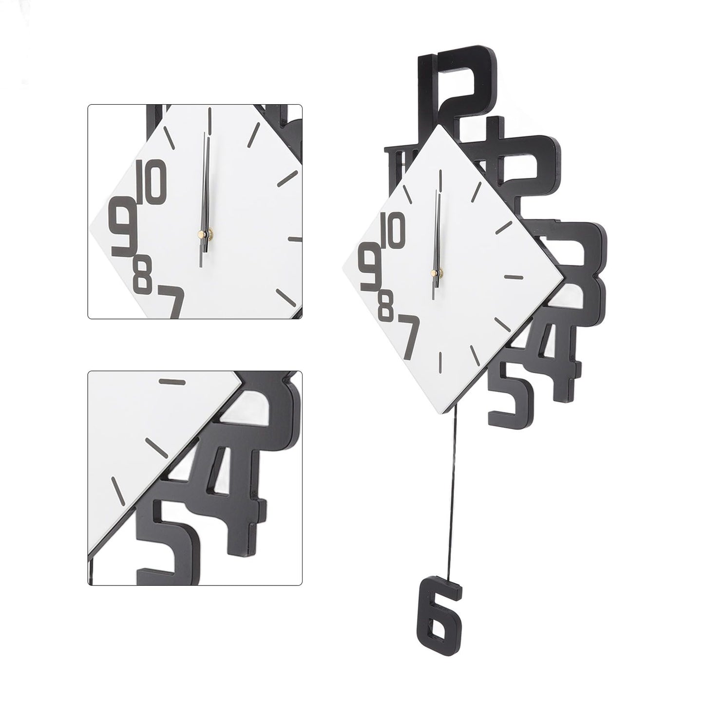 Frameless Pendulum Wall Clocks Number Decoration DIY Assembly Modern Wall Clocks with Silent Movement Wall Clock for Office