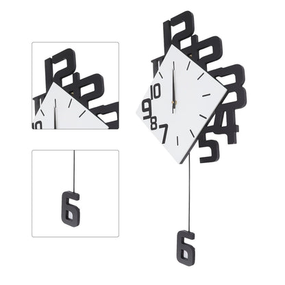 Frameless Pendulum Wall Clocks Number Decoration DIY Assembly Modern Wall Clocks with Silent Movement Wall Clock for Office