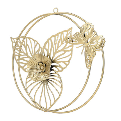 Gold Flower Butterfly Wall Decor Light Luxury Butterfly Wall Sculptures for Bedroom Livingroom Office