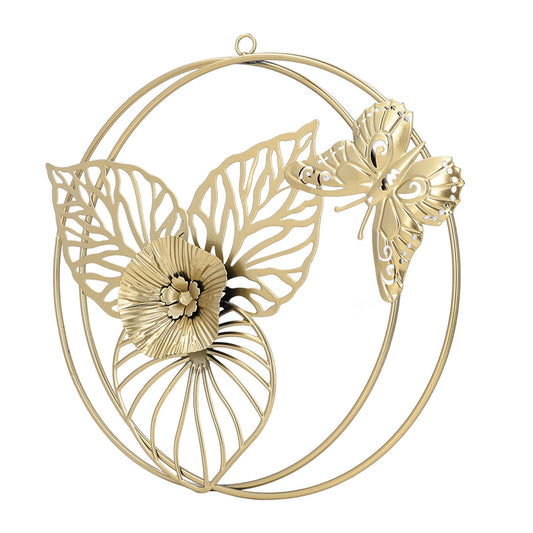 Gold Flower Butterfly Wall Decor Light Luxury Butterfly Wall Sculptures for Bedroom Livingroom Office