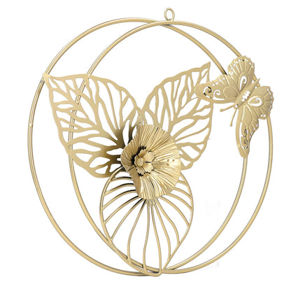 Gold Flower Butterfly Wall Decor Light Luxury Butterfly Wall Sculptures for Bedroom Livingroom Office