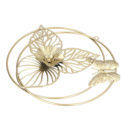 Gold Flower Butterfly Wall Decor Light Luxury Butterfly Wall Sculptures for Bedroom Livingroom Office