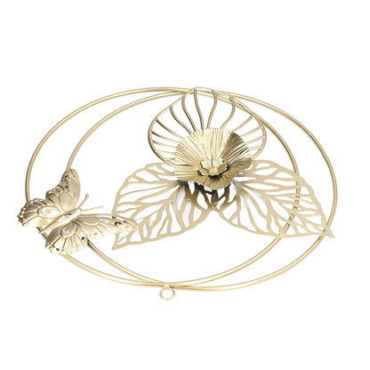 Gold Flower Butterfly Wall Decor Light Luxury Butterfly Wall Sculptures for Bedroom Livingroom Office