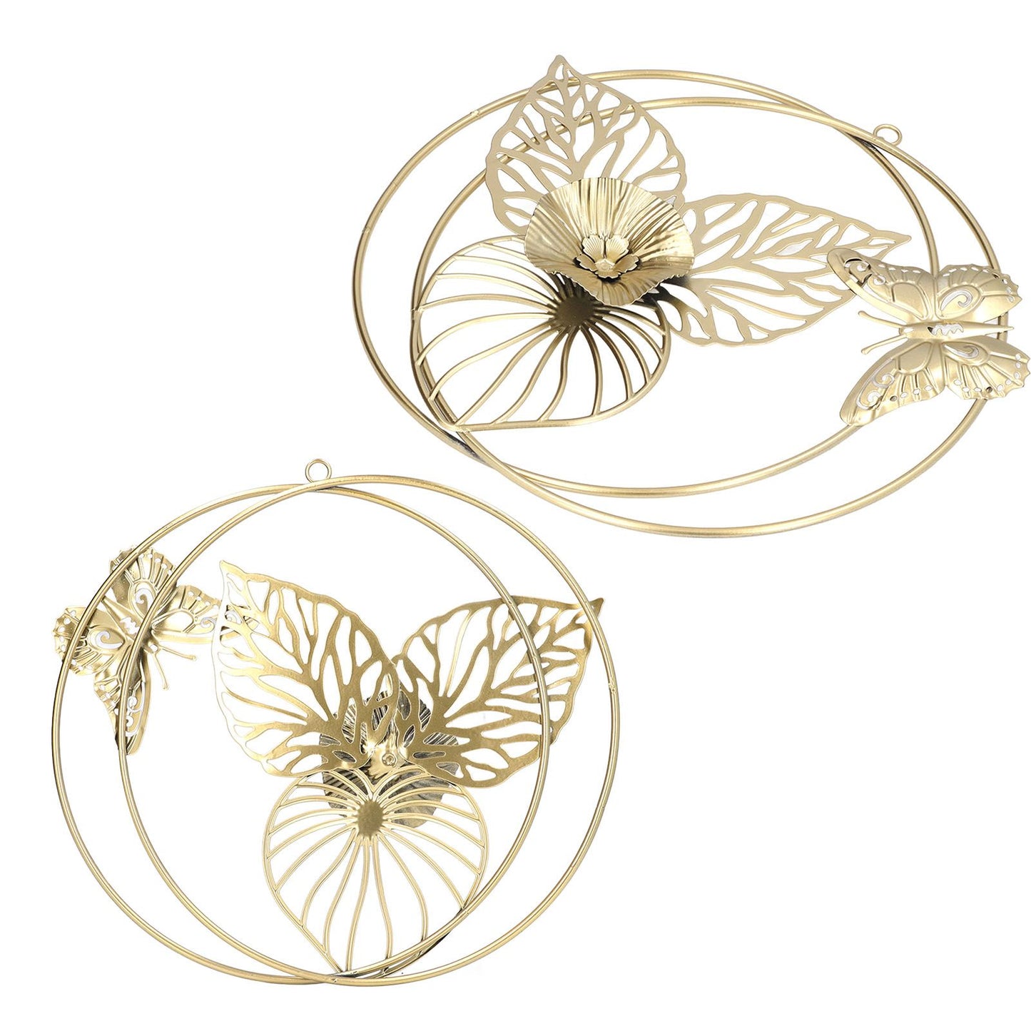 Gold Flower Butterfly Wall Decor Light Luxury Butterfly Wall Sculptures for Bedroom Livingroom Office