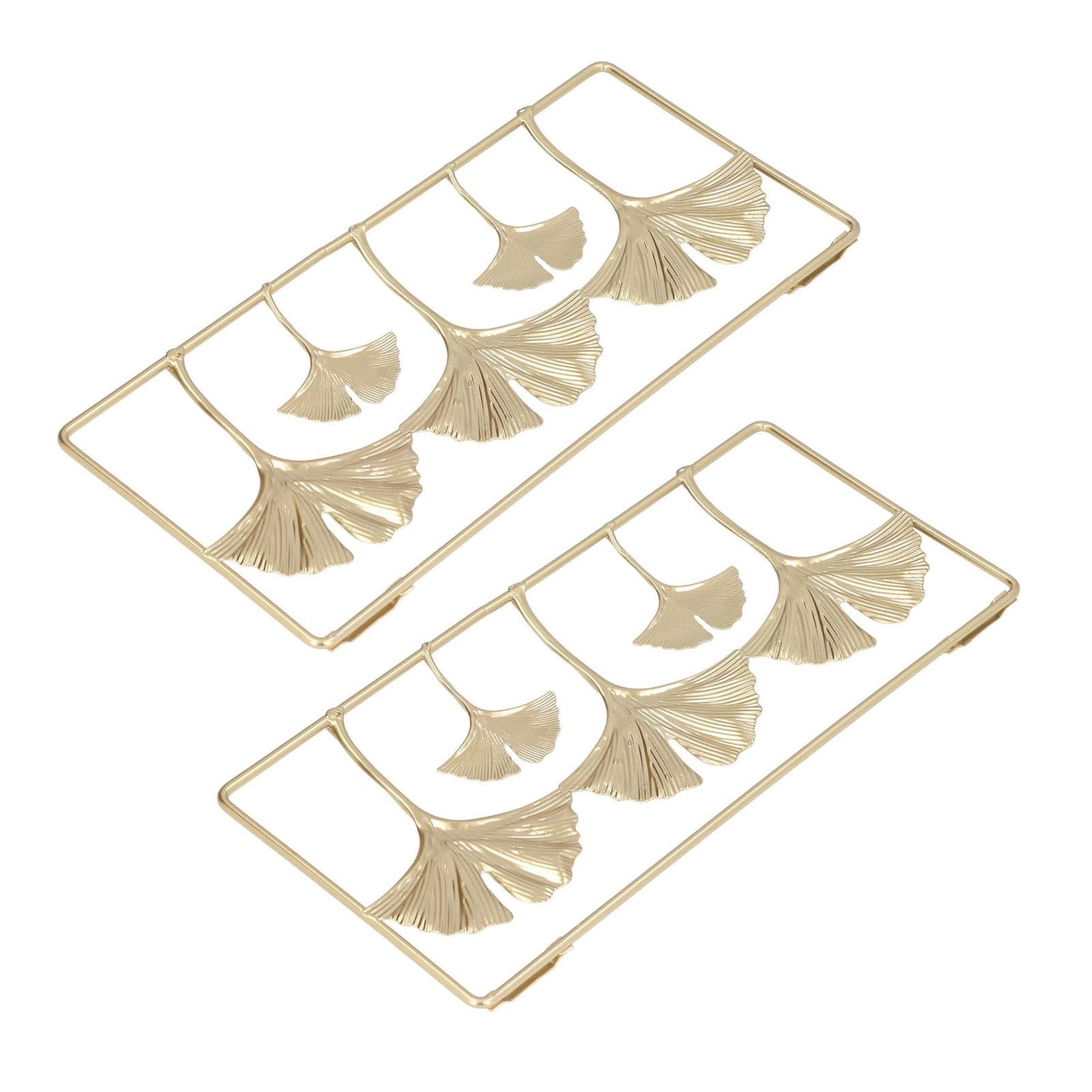 2Pcs Gold Metal Leaf Wall Decor 3D Modern Simple Clear Texture Metal Leaf Hanging Decoration with Frame for Home Office