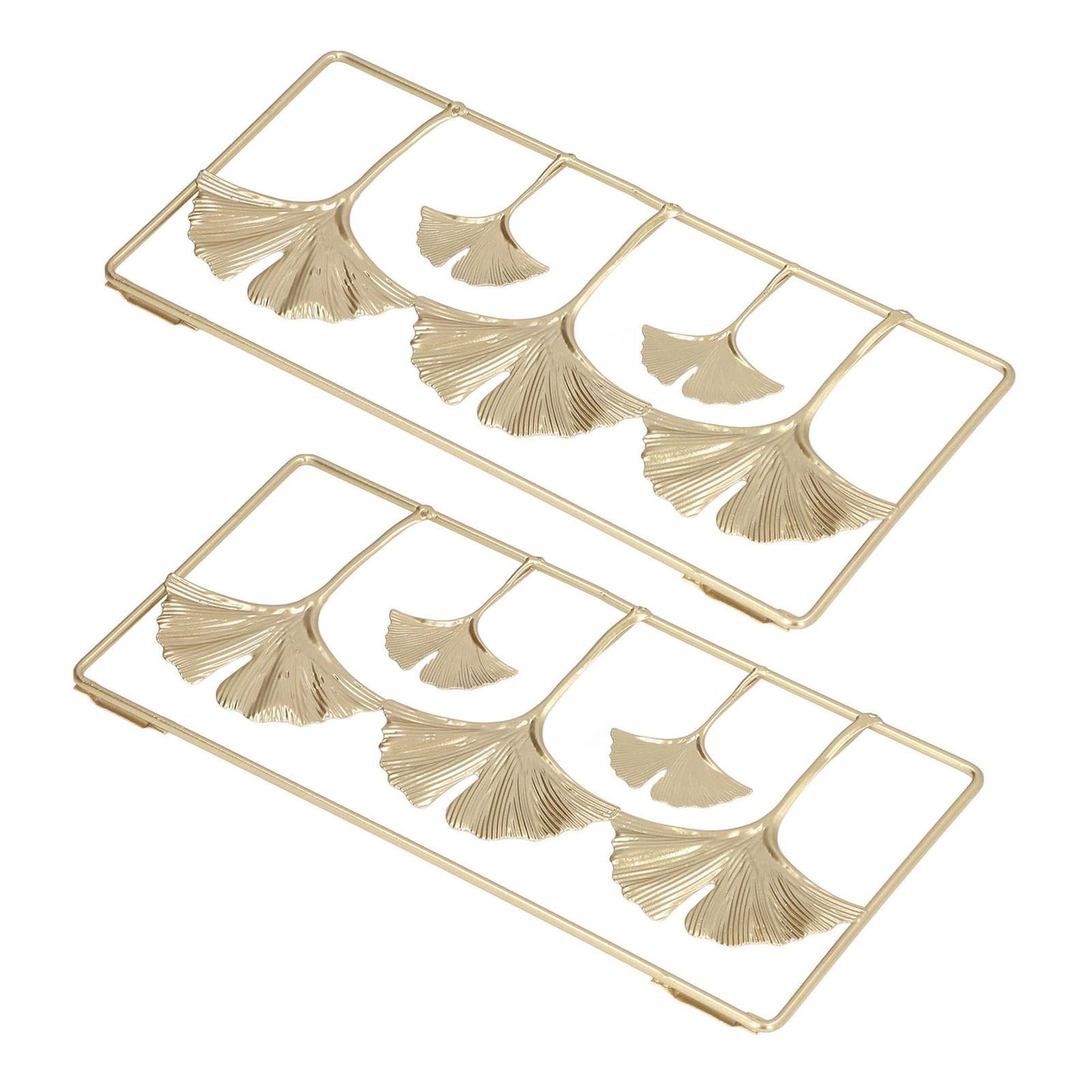 2Pcs Gold Metal Leaf Wall Decor 3D Modern Simple Clear Texture Metal Leaf Hanging Decoration with Frame for Home Office