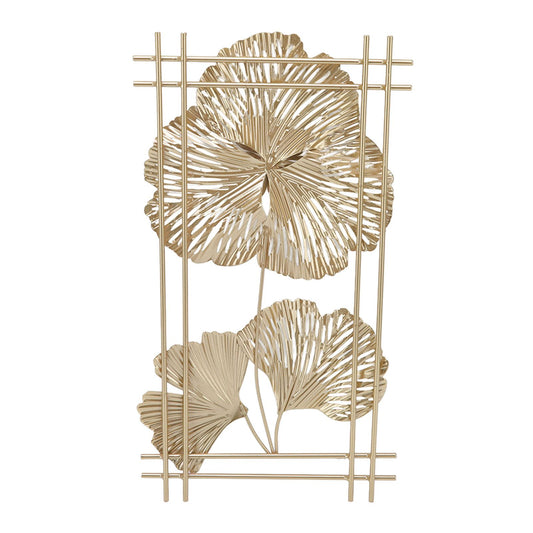 Golden Metal Ginkgo Leaf Decoration Modern Minimalist 3D Wall Sculpture for Bedroom Living Room Hotel Cafe