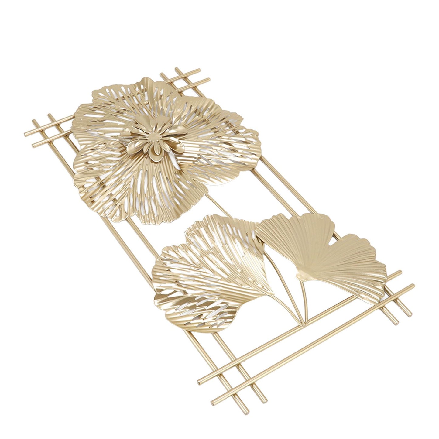 Golden Metal Ginkgo Leaf Decoration Modern Minimalist 3D Wall Sculpture for Bedroom Living Room Hotel Cafe
