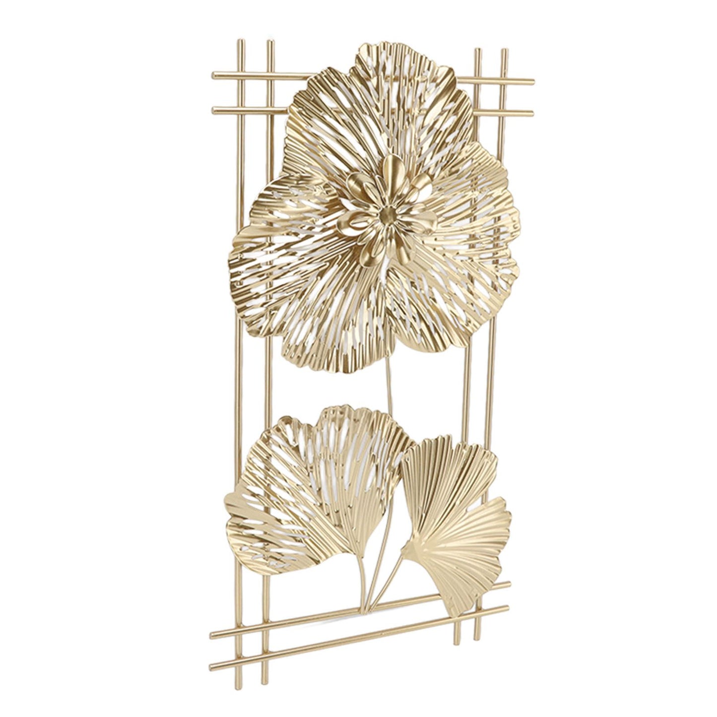 Golden Metal Ginkgo Leaf Decoration Modern Minimalist 3D Wall Sculpture for Bedroom Living Room Hotel Cafe