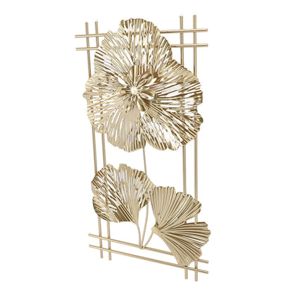 Golden Metal Ginkgo Leaf Decoration Modern Minimalist 3D Wall Sculpture for Bedroom Living Room Hotel Cafe
