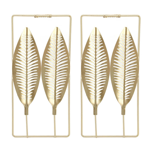2Pcs Gold Wall Sculptures Metal Wall Decor with Frame for Living Room Bedroom Office Study