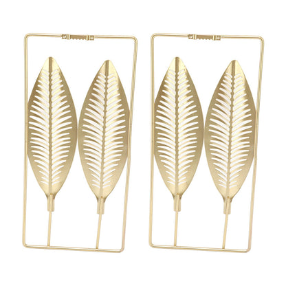 2Pcs Gold Wall Sculptures Metal Wall Decor with Frame for Living Room Bedroom Office Study