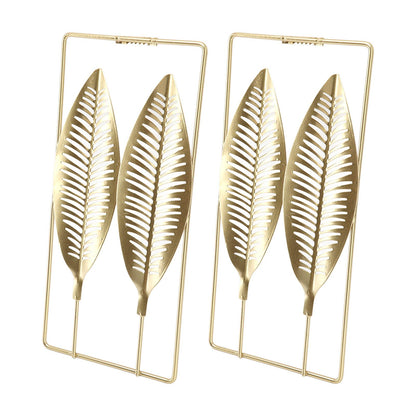 2Pcs Gold Wall Sculptures Metal Wall Decor with Frame for Living Room Bedroom Office Study