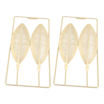 2Pcs Gold Wall Sculptures Metal Wall Decor with Frame for Living Room Bedroom Office Study