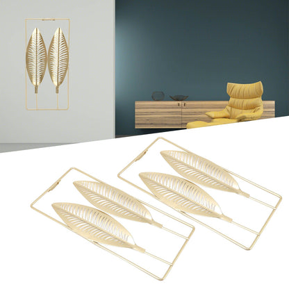 2Pcs Gold Wall Sculptures Metal Wall Decor with Frame for Living Room Bedroom Office Study