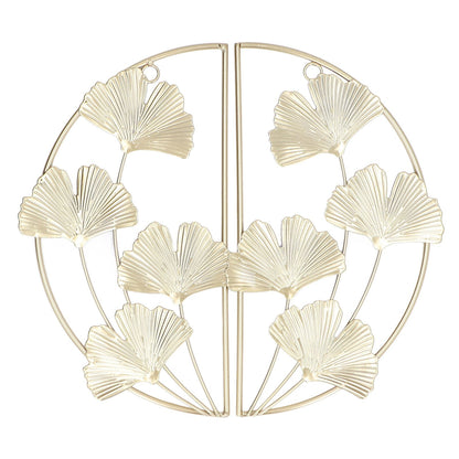 2 Pcs Ginkgo Leaf Decoration Modern Simple Nordic Style Metal Golden Ginkgo Leaf Wrought Iron Wall Decoration