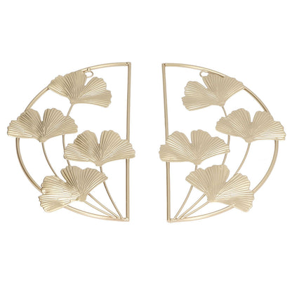 2 Pcs Ginkgo Leaf Decoration Modern Simple Nordic Style Metal Golden Ginkgo Leaf Wrought Iron Wall Decoration