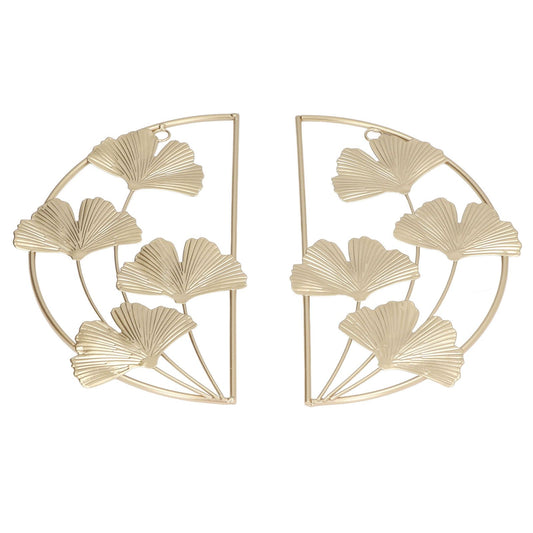 2 Pcs Ginkgo Leaf Decoration Modern Simple Nordic Style Metal Golden Ginkgo Leaf Wrought Iron Wall Decoration