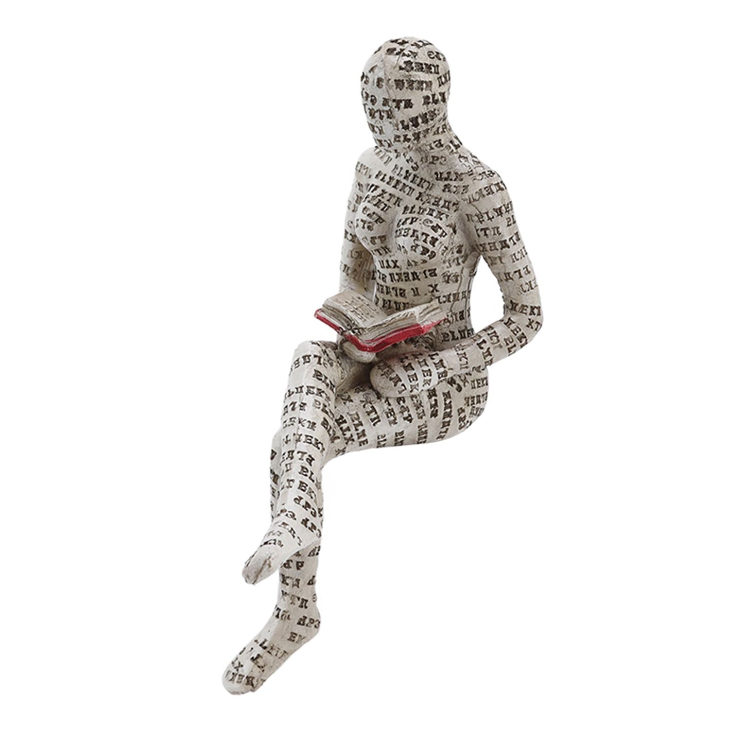 Resin Reading Woman Figurine Innovative Lady Reading Pulp Molding Bookshelf Ornaments for Home Decoration E