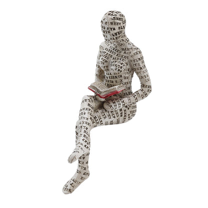 Resin Reading Woman Figurine Innovative Lady Reading Pulp Molding Bookshelf Ornaments for Home Decoration E