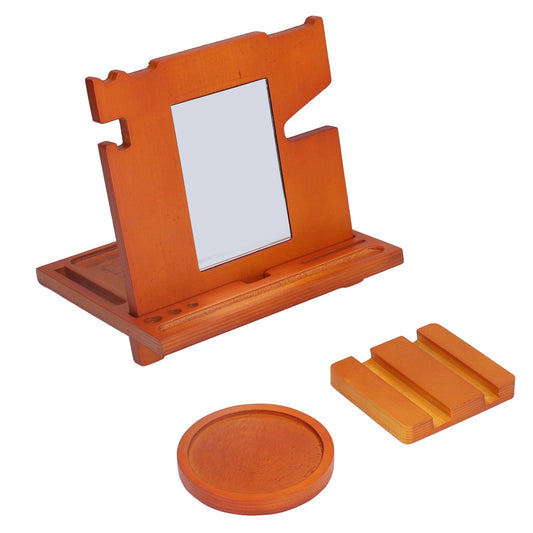 Wood Mobile Phone Base Multifunctional Durable Watch Glasses Key Storage Bracket Desktop Organizer