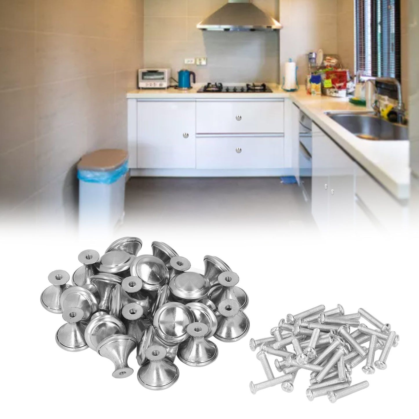 40Pcs Round Cabinet Knobs Replaceable Rustproof Stylish Furniture Knobs for Kitchen Cabinets Furniture DoorsS