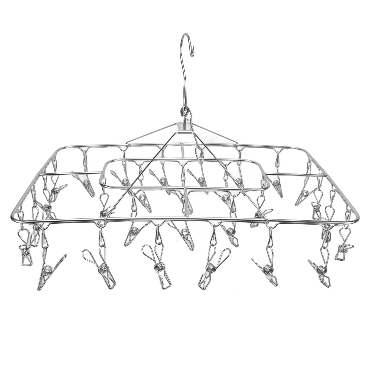 Clothes Drying Rack with 28 Clips Stainless Steel Laundry Drying Hanger for Socks Towels Bras Underwear