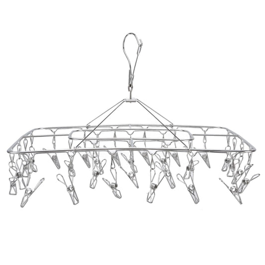 Clothes Drying Rack with 28 Clips Stainless Steel Laundry Drying Hanger for Socks Towels Bras Underwear